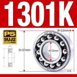 Vòng bi - bạc đạn tự lựa 1301K (Lỗ côn - 12*37*12 mm)