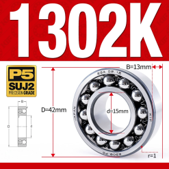Vòng bi - bạc đạn tự lựa 1302K (Lỗ côn - 15*42*13 mm)