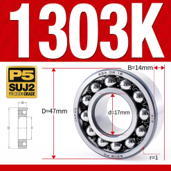 Vòng bi - bạc đạn tự lựa 1303K (Lỗ côn - 17*47*14 mm)