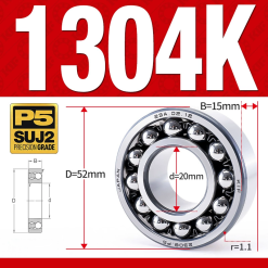 Vòng bi - bạc đạn tự lựa 1304K (Lỗ côn - 20*52*15 mm)