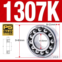 Vòng bi - bạc đạn tự lựa 1307K (Lỗ côn - 35*80*21 mm)