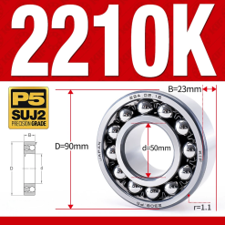 Vòng bi - bạc đạn tự lựa 2210K (Lỗ côn - 50*90*23 mm)