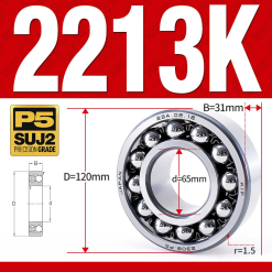 Vòng bi - bạc đạn tự lựa 2213K (Lỗ côn - 65*120*31 mm)