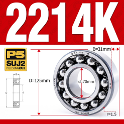 Vòng bi - bạc đạn tự lựa 2214K (Lỗ côn - 70*125*31 mm)