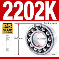 Vòng bi - bạc đạn tự lựa 2202K (Lỗ côn - 15*35*14 mm)