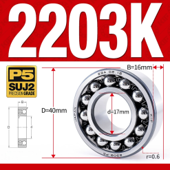 Vòng bi - bạc đạn tự lựa 2203K (Lỗ côn - 17*40*16 mm)