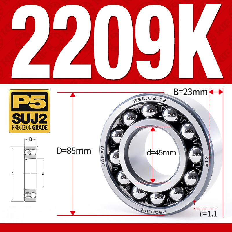 Vòng bi - bạc đạn tự lựa 2209K (Lỗ côn - 45*85*23 mm)