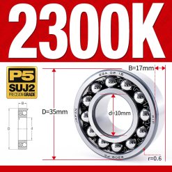 Vòng bi - bạc đạn tự lựa 2300K (Lỗ côn - 10*35*17 mm)