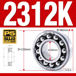Vòng bi - bạc đạn tự lựa 2313K (Lỗ côn - 65*140*48 mm)