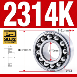 Vòng bi - bạc đạn tự lựa 2315K (Lỗ côn - 75*160*55 mm)