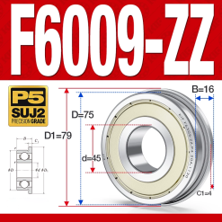 Vòng bi - bạc đạn  F6009-ZZ  (Mặt bích - phớt kim loại - 45*75*16 mm)