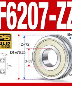 Vòng bi - bạc đạn F6207-ZZ  (Mặt bích - phớt kim loại - 35*72*17 mm)