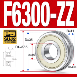 Vòng bi - bạc đạn F6300-ZZ  (Mặt bích - phớt kim loại - 10*35*11 mm)