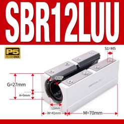 Con trượt tròn có đế thân dài SBR12LUU (Bi trượt tròn có đế)