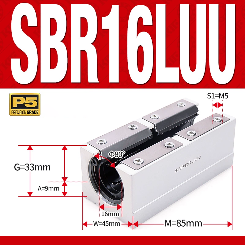 Con trượt tròn có đế thân dài SBR16LUU (Bi trượt tròn có đế)