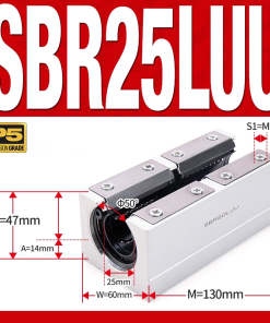 Con trượt tròn có đế thân dài SBR25LUU (Bi trượt tròn có đế)