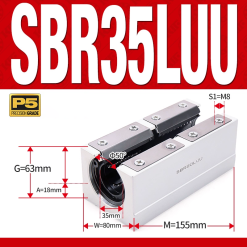 Con trượt tròn có đế thân dài SBR35LUU (Bi trượt tròn có đế)