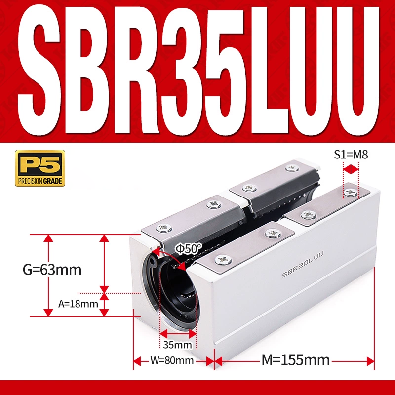 Con trượt tròn có đế thân dài SBR35LUU (Bi trượt tròn có đế)