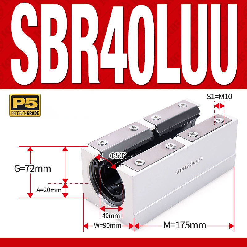 Con trượt tròn có đế thân dài SBR40LUU (Bi trượt tròn có đế)