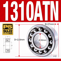 Vòng bi - bạc đạn tự lựa 1310ATN  (Chịu nhiệt - vòng cách bi Nylon - 50*110*27 mm)