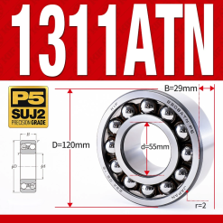 Vòng bi - bạc đạn tự lựa 1311ATN  (Chịu nhiệt - vòng cách bi Nylon - 55*120*29 mm)