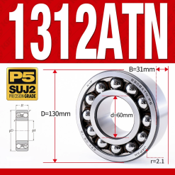 Vòng bi - bạc đạn tự lựa 1312ATN  (Chịu nhiệt - vòng cách bi Nylon - 60*130*31 mm)