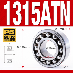 Vòng bi - bạc đạn tự lựa 1315ATN  (Chịu nhiệt - vòng cách bi Nylon - 75*160*37 mm)