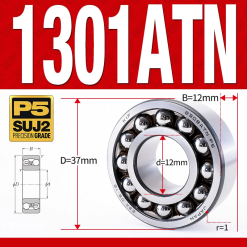 Vòng bi - bạc đạn tự lựa 1301ATN  (Chịu nhiệt - vòng cách bi Nylon - 12*37*12 mm)