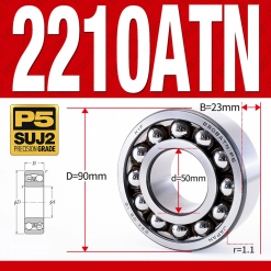 Vòng bi - bạc đạn tự lựa 2210ATN  (Chịu nhiệt - vòng cách bi Nylon - 50*90*23 mm)