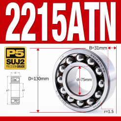 Vòng bi - bạc đạn tự lựa 2215ATN  (Chịu nhiệt - vòng cách bi Nylon - 75*130*31 mm)