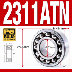 Vòng bi - bạc đạn tự lựa 2311ATN  (Chịu nhiệt - vòng cách bi Nylon - 55*120*43 mm)