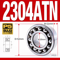 Vòng bi - bạc đạn tự lựa 2304ATN  (Chịu nhiệt - vòng cách bi Nylon - 20*52*21 mm)