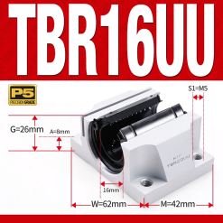 Con trượt tròn có đế bản rộng TBR16UU (Bi trượt tròn có đế)