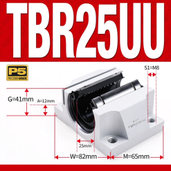Con trượt tròn có đế bản rộng TBR25UU (Bi trượt tròn có đế)