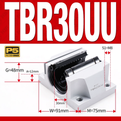 Con trượt tròn có đế bản rộng TBR30UU (Bi trượt tròn có đế)