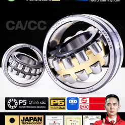 00620VC3B2ng20bi2022200201.r 5A5YD Vòng bi cà na tự lựa 2 dãy - bạc đạn cà na 22230CA/W33 (Có rãnh bôi trơn - lồng cách bi Đồng - kt 50*270*73 mm)