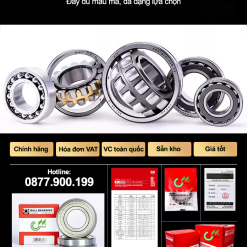 00620VC3B2ng20bi2022200202 T2bo0 Vòng bi cà na tự lựa 2 dãy - bạc đạn cà na 22230CA/W33 (Có rãnh bôi trơn - lồng cách bi Đồng - kt 50*270*73 mm)
