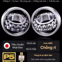 00620vC3B2ng20bi201200204 1edJv Vòng bi - bạc đạn tự lựa 1203ATN (Chịu nhiệt - vòng cách bi Nylon - 17*40*12 mm)