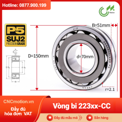 Vòng bi cà na tự lựa 2 dãy - bạc đạn cà na 22318CC/W33 (Có rãnh bôi trơn - lồng cách bi Thép - kt 90*190*64 mm)
