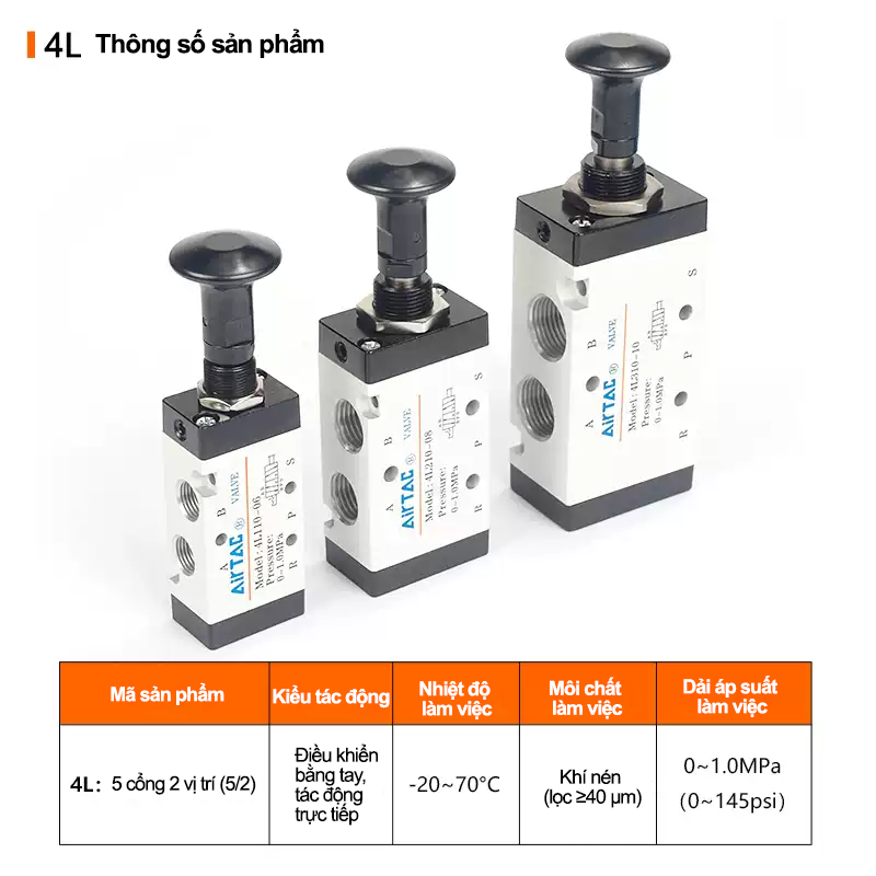 Van rút tay 4L 3L - Airtac chính hãng 10 008 3L 4L 1 008 3L 4L 1 Van rút tay 4L 3L - Airtac chính hãng