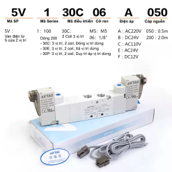 Van điện từ 5V 1 coil 5/2 - 5V110 5V210 5V310 5V410 7 008 5vXXX 4 1 008 5vXXX 4 1 Van điện từ 5V 1 coil 5/2 - 5V110 5V210 5V310 5V410