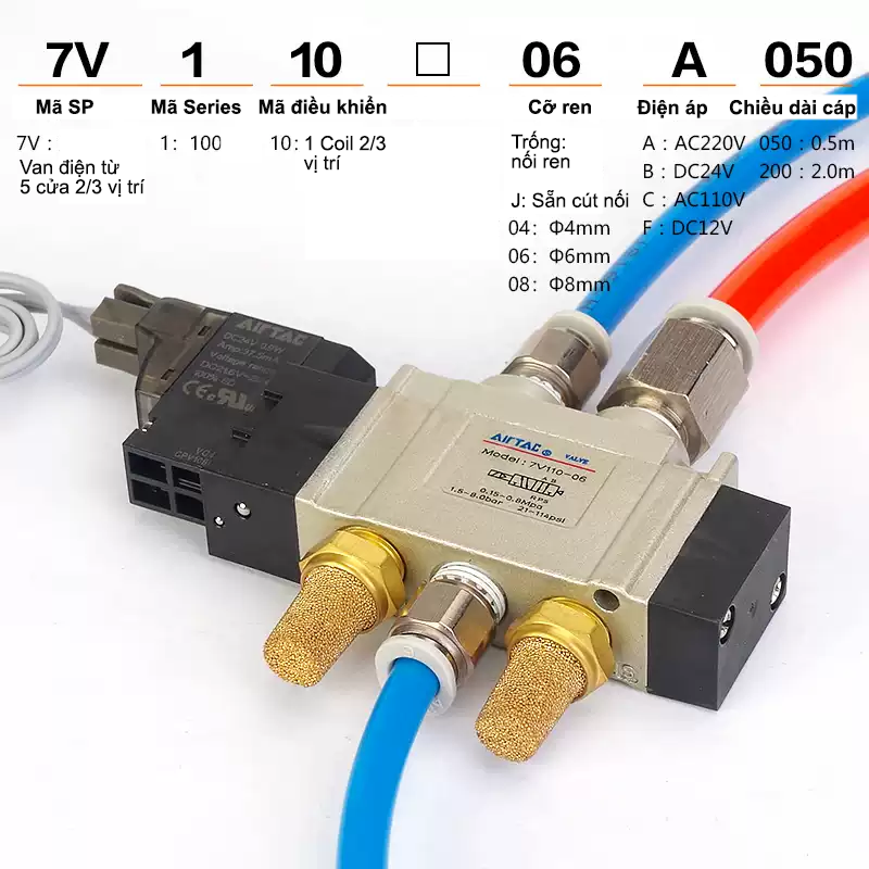 008 7vx1x 4 Van điện từ 7V-2 coil 5/2 - 7V0520 7v120 7v220