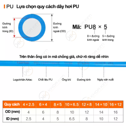 008 Day hoi PU 5 copy Dây hơi PU US98A - Airtac chính hãng