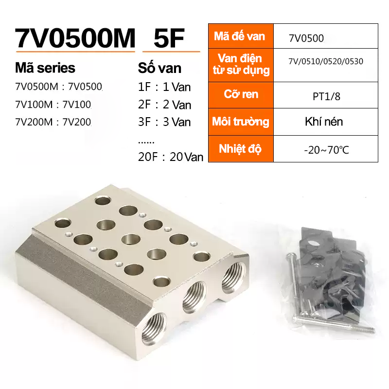 7v0500 1 Đế van điện từ 7V 7V0500 7v100 7v200 7v300